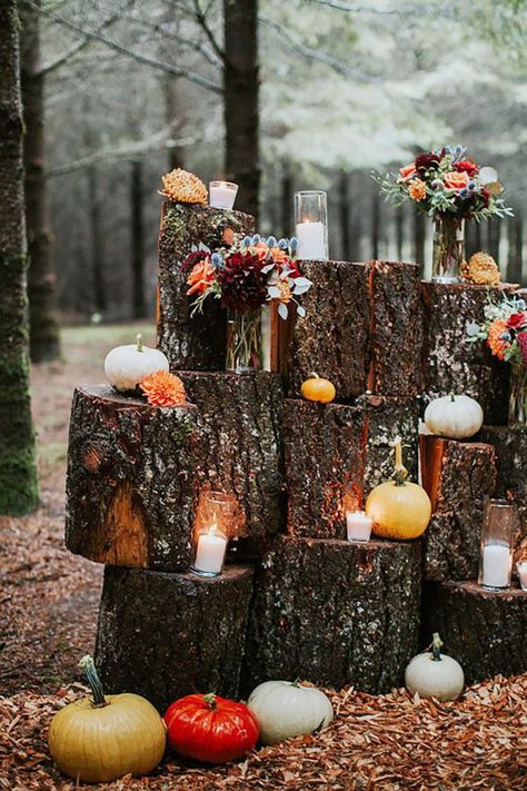 Fall Wedding Alter, Wedding Alter, Wedding Altar, Fall Wedding Ideas, Marriage Reception, Pumpkin Wedding, Party Tables, Outdoor Fall Wedding, Wedding Altars