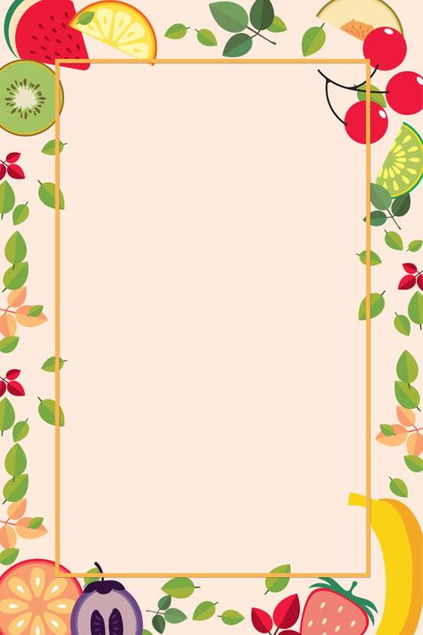 Hand Painted Colorful Fruit Border Juice Single Page Poster Background Material Background Buah, Summer Fruit Juice, Fruits Poster, Juice Poster, Fruits Background, Food Background Wallpapers, Fruit Background, Fruit Logo, Colorful Borders