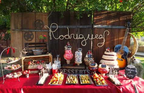 Western/Cowboy Birthday Party Ideas | Photo 7 of 7 Western Dessert Table, Cowboy Birthday Party Ideas, Woody Party, Diy Western, Texas Party, Cowboy Candy, Fiesta Shower, Cowboy Theme Party, Western Birthday Party