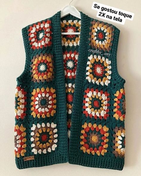 Latest Granny Square Crochet Sweater Patterns Precious Designs Granny Square Sweater Pattern Free, Granny Square Sweater Vest, Square Crochet Sweater, Granny Square Crochet Sweater, Crochet Granny Square Vest, Granny Square Vest, Square Sweater, Granny Square Sweater, Granny Square Patterns