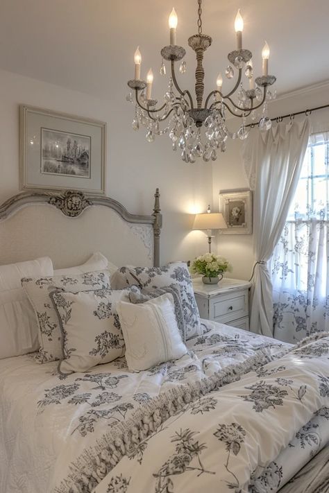 Elegant French Country Master Bedroom Ideas English Cottage Style Bedroom French Country, French Country Fabric Bedroom, Small French Country Bedroom, French Country Bedding Sets, French Inspired Bedroom Master Suite, French Country House Bedroom, French Cottage Bedroom Ideas, French Romantic Bedroom, French Country Bedroom Decor Ideas