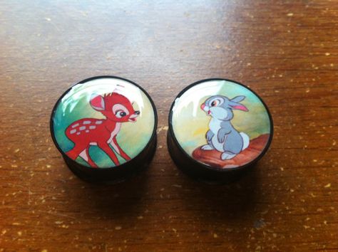 Bambi and Thumper Plugs Deer And Bunny, Septum Jewellery, Ear Stretching, Bambi And Thumper, Ear Gauges Plugs, Saddle Fitting, Tunnel Of Love, Plug Earrings, Tunnels And Plugs