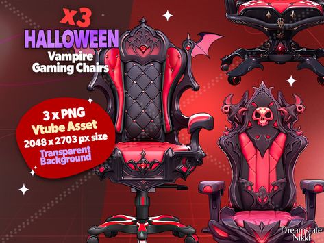 Goth Gaming Setup, Vampire Vtuber, Vtuber Setup, Vampire Room, Vampire Stuff, Vampire Games, Gothic Decor Bedroom, Desktop Themes, Cute And Spooky