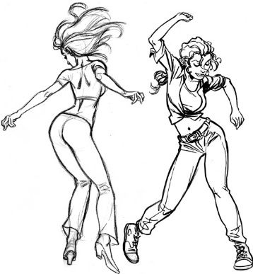 Dance Poses For Drawing, Drawing Dancing Poses, Interesting Dance Poses, Dancing Woman Reference, Dancing Women Drawing, Dancing Poses Reference, Dancing Reference Drawing, People Dancing Drawing, Dance Reference Poses