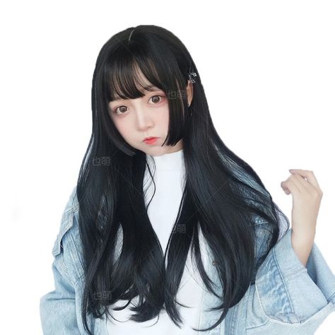 Japanese princess cute long straight wig Japanese Anime Haircut, Japanese Princess Haircut, Hime Haircut Anime, Hime Cut Straight Hair, Japanese Wigs Hairstyles, Kawaii Wigs Long, Anime Haircut, Japanese Princess, Kawaii Wigs