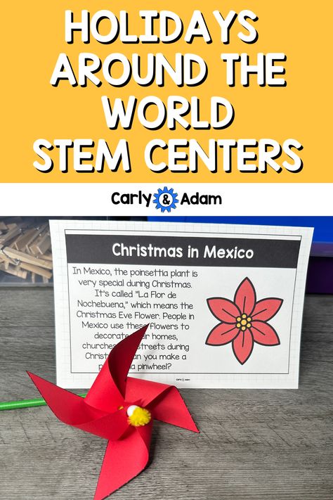 Holidays Around the World STEM Centers December Holidays Around The World Preschool, Stem Around The World, Mexico Christmas Traditions, Celebrations Around The World Preschool, Christmas In Mexico Preschool, Christmas In Mexico Crafts For Kids, Christmas Around The World Kindergarten, Christmas Around The World Preschool, Christmas Around The World Crafts