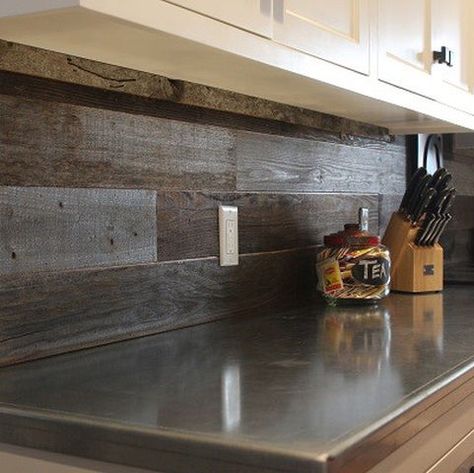 Reclaimed Redwood Wall Planks | Rewoodd Wood Kitchen Backsplash, Reclaimed Wood Kitchen, Shiplap Backsplash, Wood Backsplash, Wall Planks, Eco Friendly Kitchen, Rustic Farmhouse Kitchen, Rustic Farmhouse Style, Tongue And Groove