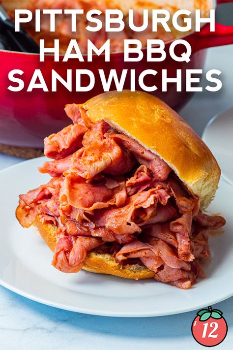 Pittsburgh Bbq Ham Sandwiches, Bbq Chipped Ham Sandwiches, Ham Bbq Recipe Pittsburgh, Pittsburgh Ham Bbq Recipe, Pittsburgh Food Recipes, Bbq Ham Sandwiches, Bbq Ham Recipes, Ham Bbq, Bbq Ham