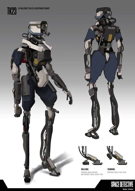 ArtStation - Police robot assistant., Maxime Fortineau Police Robot, Robot Assistant, Robot Concept, Scifi Fantasy Art, Star Wars Droids, Drone Design, Cool Robots, Arte Robot, Arte Cyberpunk