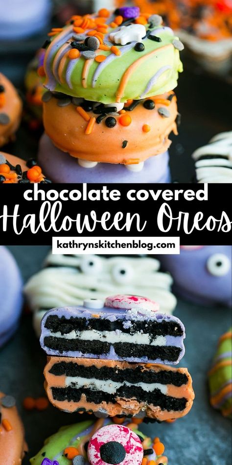 Oreo Halloween Cookies (4 Easy Designs) Oreo Halloween Desserts, Halloween Oreo Treats, Fun Rice Krispie Treats, Homemade Toffee, Oreo Flavors, Lunchbox Treats, Easy Designs, Winter Desserts, Favorite Dessert Recipes