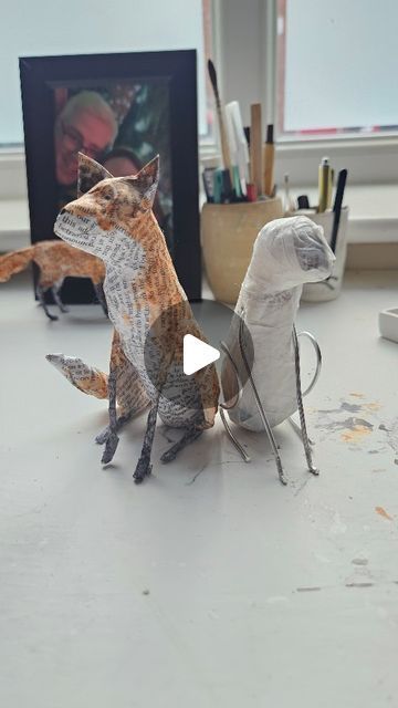 Newspaper Paper Mache, Paper Mache Art Sculpture, Newspaper Paper, Making Paper Mache, Paper Mache Animals, Different Species, Paper Mache Sculpture, Paper Mache Art, Watercolour Paint