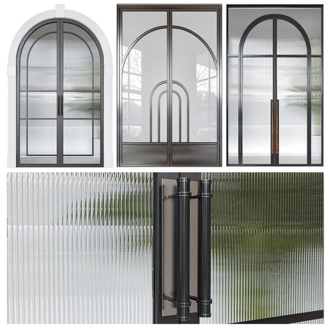 3d model Textured Glass Door, Arched French Doors, Window Arch, Glass Partition Designs, Entry Steps, Wavy Frame, Window Detail, Classic Doors, Door Price