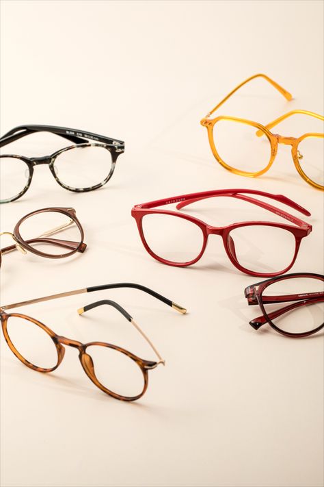 Let glasses bright up your days How many pair of glassse do you have? Which color do you like best for daily glasses？ Colourful Glasses Frames, Multicolor Glass Sunglasses For Summer, Thrifted Colorful Glasses, Red And Blue Glasses, Glasses With Yellow Lenses, Spectacles Frames, Spectacles, Different Colors, Let It Be