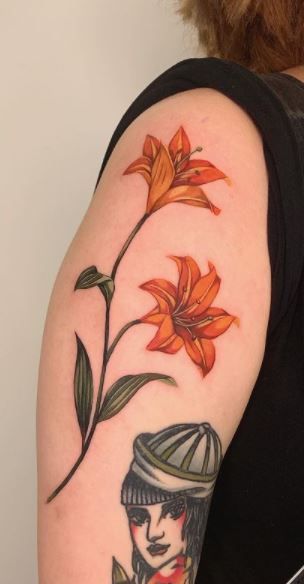 Lilly Flower Tattoo, Lily Tattoo Meaning, Tiger Lily Tattoos, Lily Tattoos, Lillies Tattoo, Lily Tattoo Design, Lily Flower Tattoos, Self Love Tattoo, Bottle Tattoo