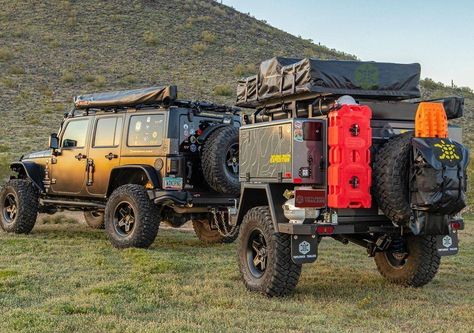 Turtleback Trailers, Overlanding Trailer, Wrangler Camping, Jeep Camping Trailer, Jeep Wrangler Camping, Camper Trailer Tent, Offroad Trailer, Slide In Truck Campers, Small Camper Trailers