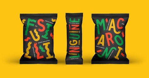 We Love This Fun Concept for Pasta Packaging and Branding — The Dieline | Packaging & Branding Design & Innovation News Pasta Packaging, Pasta Brands, Typography Packaging, Bakery Packaging, Creativity And Innovation, Design Graphique, Label Design, Macaroni, Packaging Design