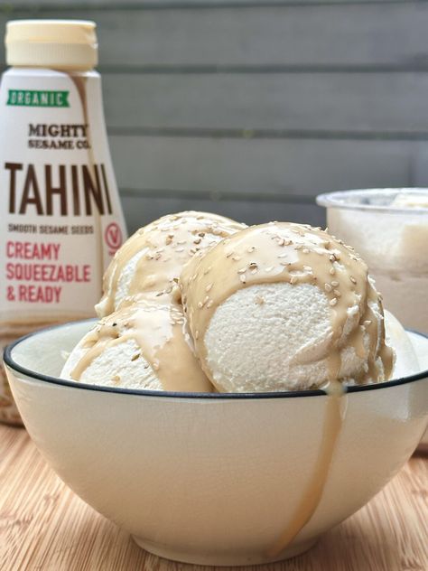 Tahini Ice Cream, Tahini Muffins, Ninja Creamy, Baba Ghanoush, Citrus Dressing, Ice Cream Maker Recipes, Cheese Crisps, Yogurt Dip, Black Sesame Seeds