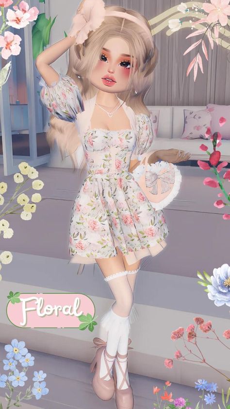 3rd place. ~#Roblox #DTI #Dresstoimpress girl, roblox, outfit,dress to impress, outfit, combo, dress, aesthetic, dti, look, theme, Style, Fashion, Elegant, Chic, Inspo, Floral, Florals, Flowers, Preppy, Cute, Coquette, Stylish, Pink, Soft, Clean girl, Beige, Nature Flower Dti Outfit, Dti Florals Ideas, Dti Clean Girl Outfits Ideas, Di Chic Theme, Pink Floral Dress Aesthetic, Aesthetic Dress To Impress Outfits, Clean Girl Dress To Impress Outfit, Dti Coquette Style, Cute Outfit Dress To Impress