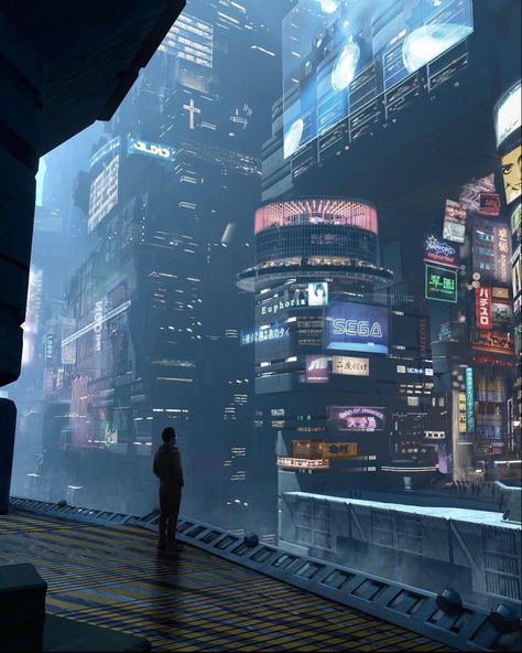 oknice on instagram Kota Masa Depan, Nathan Chen, Sci Fi Architecture, Sci Fi City, Cyberpunk Anime, Cyberpunk Aesthetic, Cyberpunk City, Dark City, Arte Cyberpunk