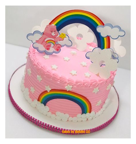 Care Bear Smash Cake, Care Bears Cake Ideas, Care Bear Birthday Cake, Care Bear Cake, Carebear Birthday Party Ideas, Care Bear Cakes, Bear Baby Shower Cake, Care Bears Birthday Party, 14th Birthday Party Ideas