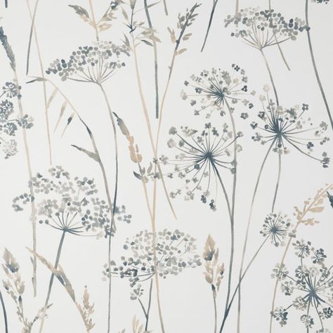 Meadow Wallpaper, Background Traditional, Card Room, Cow Parsley, Bedroom Curtains, Wall Painting Decor, Wallpaper Green, Colour Ideas, Downstairs Bathroom