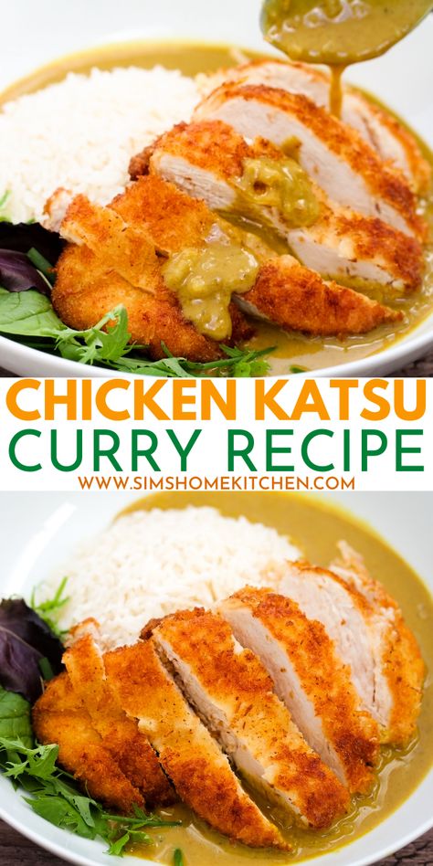 Chicken Katsu Curry Recipe Chicken Katsu Curry Recipe, Coconut Curry Rice, Japanese Chicken Katsu, Katsu Curry Recipe, Katsu Curry Recipes, Rice And Salad, Creamy Coconut Curry, Sims Home, Chicken Fillets