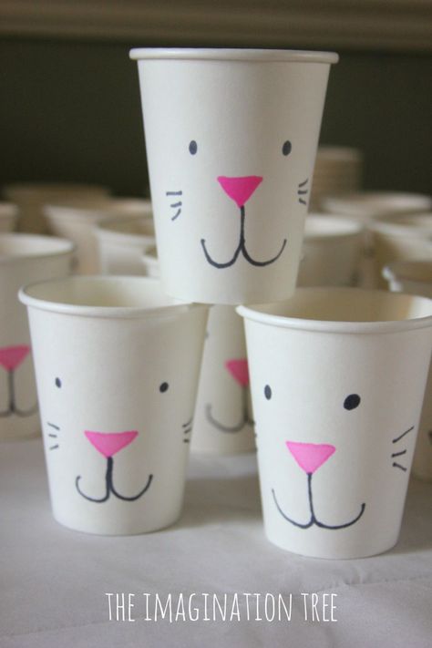 Bunny treat cups for Easter! So adorable Miffy Birthday, Easter Egg Hunt Party, Egg Hunt Party, Easter Birthday Party, Easter Bunny Treats, Bunny Birthday Party, Rabbit Birthday, Imagination Tree, Bunny Treats