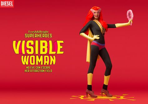 Diesel: Fresh & Bright Superheroes, Visible woman | Ads of the World™ Creative Advertising Campaign, Historical Moments, Graphic Design Lessons, Creative Ads, Ads Creative, Creative Advertising, Travel And Tourism, Advertising Campaign, Super Heroes