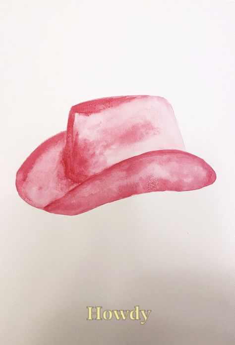 Cowgirl Watercolor Art, Cowboy Hat Watercolor, Cowboy Boot Watercolor, Watercolor Western Art, Cowgirl Hat Painting, Cowboy Hat Painting, Cowgirl Watercolor, Cowboy Hat Drawing, Western Watercolor