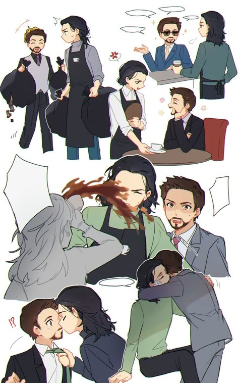 Tony X Loki, Loki X Tony, Loki Tony, Baby Loki, Avengers Cartoon, Superfamily Avengers, Thor X Loki, Loki Art, Loki Fanart