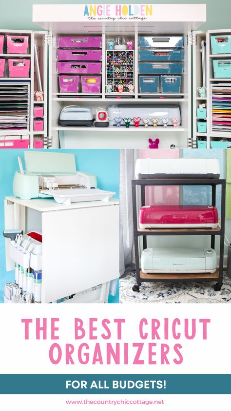 Today I'm sharing different Cricut organizing options that can work in different craft spaces and within a variety of budgets. Keep reading to see which one works for you! #cricut #craftroom #organization Cricut Organizer, Fold Out Table, Beautiful Furniture Pieces, Craft Spaces, M Craft, Craft Space, Country Chic Cottage, Organization Inspiration, Organization Printables