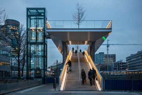 Image 2 of 19 from gallery of Moreelse Bridge / cepezed. Photograph by Jannes Linders Bridges Architecture, Under Bridge, Bridge Structure, Pedestrian Bridge, Bridge Design, Street Design, Urban Spaces, Urban Planning, Urban Landscape