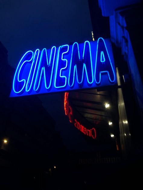 Blue Theatre Aesthetic, Movie Blue Aesthetic, Blue Aesthetic Movie, Blue Movie Aesthetic, Movie Making Aesthetic, Neon Cinema, Blue Cinematography, Notion Wallpaper, Notion Images