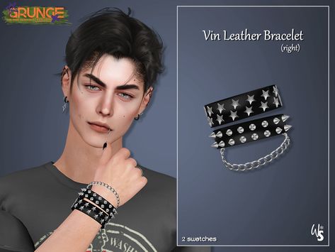 The Sims Resource - Sims 4 - Bracelets - WisteriaSims - For Men - Vin Leather Bracelet for men Sims 4 Cc Male Bracelet, Male Accessories Sims 4, Sims4 Male Accessories, Male Cc Accessories, The Sims 4 Cc Jewelry Male, Sims 4 Male Bracelet, The Sims 4 Cc Male Accessories, Sims 4 Male Accessories, Sims 4 Cc Male Accessories