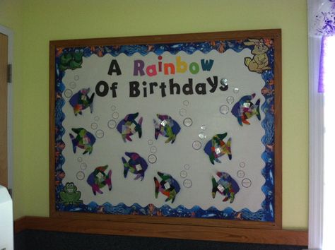 The Rainbow Fish birthday board Rainbow Birthday Bulletin Board Ideas, Rainbow Fish Birthday, The Rainbow Fish, Fish Birthday, Birthday Bulletin Boards, Birthday Bulletin, Class Displays, Toddler Ideas, School Activity