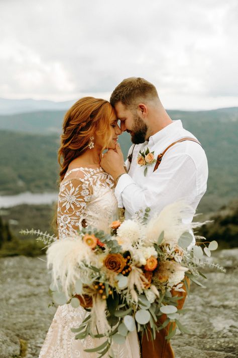 Fall Boho Mountain Wedding, Wedding Colors For Redhead Bride, Redhead Bride Hairstyles, Mountain Wedding Hair, Red Head Wedding, Wedding Hair Redhead, Redheaded Bride, Red Hair Wedding, Red Head Bride