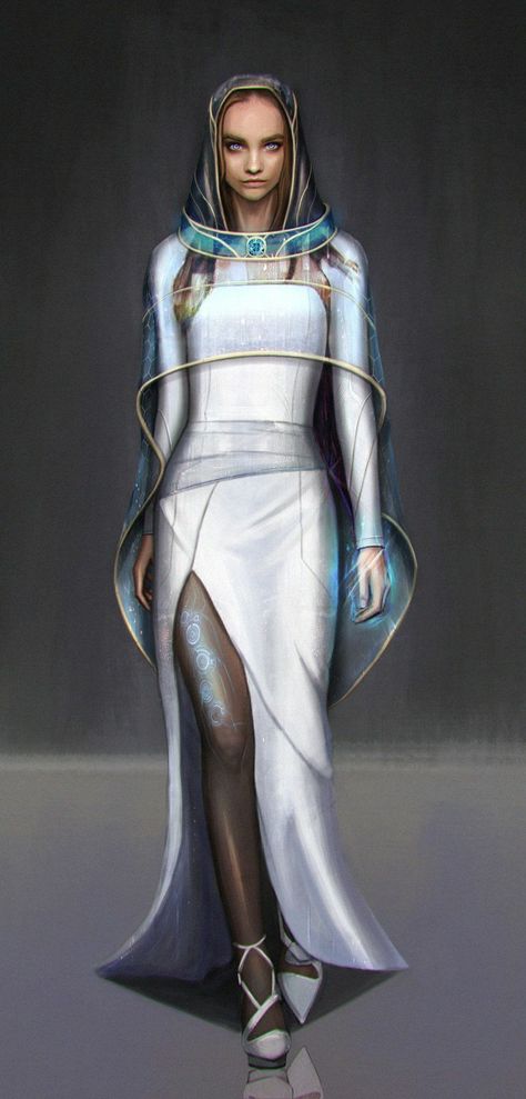 Eternity/Aeon Sci Fi Dress, Sci Fi Outfits, Sci Fi Clothing, Character Design Cartoon, Comics Illustration, Sci Fi Fashion, Character Design Girl, Star Wars Rpg, Fashion Drawing Dresses