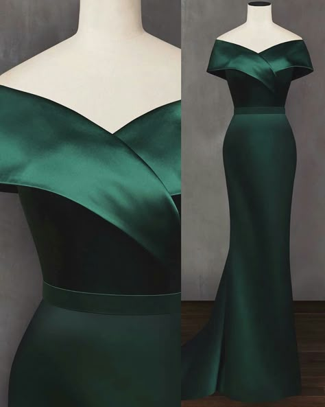 Gown Pattern Western, Simple Mermaid Party, Emerald Green Evening Dress, Elegant Mermaid Dress, Coral Gown, Nikah Dress, Green Evening Dress, Simple Bridesmaid Dresses, Gown Pattern