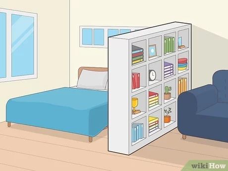 Bed In Studio Apartment, Studio Bed Ideas, Bed Living Room Divider, How To Separate Studio Apartment, Studio Apartment Bed Ideas, How To Set Up A Studio Apartment, Bed In Living Room Ideas Tiny Apartments, Studio Apartment Separation Ideas, Studio Apartment Set Up