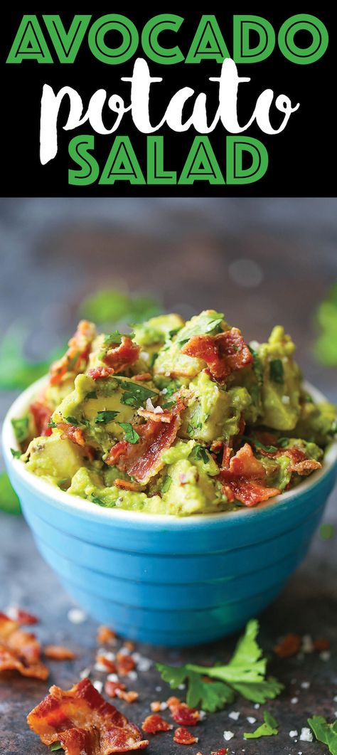 Avocado Potato Salad - The BEST potato salad hands down! A crowd-favorite that's so creamy using fresh avocado and NO MAYO. It's healthier and tastier! WIN! The Best Potato Salad, Best Potato Salad, Salad Cucumber, Alkaline Recipes, Bacon Potato Salad, Fresh Avocado, Mashed Avocado, Potatoe Salad Recipe, Avocado Recipes