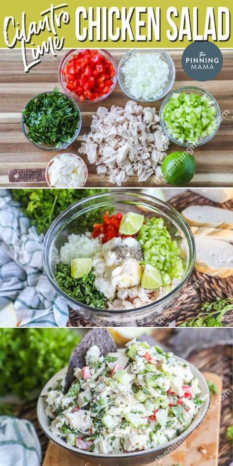 Mexican Chicken Salad Recipe With Cilantro Lime Crema, Chicken Salad With Cilantro, Chili Lime Chicken Salad, Cilantro Lime Chicken Salad Recipe, Keto Cilantro Lime Chicken, Chicken Salad With Red Peppers, Healthy Mexican Chicken Salad, Chicken Salad With Celery Recipe, Fun Chicken Salad Recipes