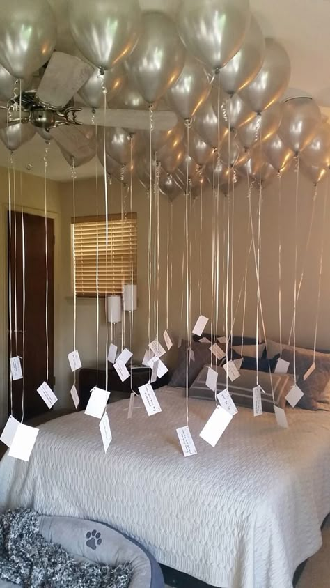 Balloons In Room Surprise, Birthday Decorations For Best Friend, Happy Birthday Boyfriend Surprise, Idea For Surprise Birthday, Birthday Balloons Surprise, Balloons In Room For Birthday, Balloons In Bedroom Surprise, Boyfriend Birthday Balloon Ideas, Surprised Birthday Ideas