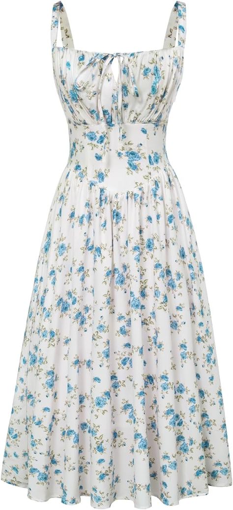 Summer Floral Dress Printed Corset, White Floral Sundress, Flowy Sundress, Sundress Season, Sundresses Women, Dresses For Summer, Dress Flowy, Floral Sundress, Floral Dresses