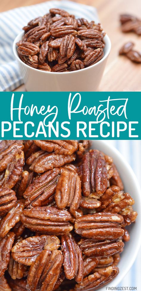 Roasted Pecans Recipe, Honey Roasted Pecans, Glazed Pecans, Roasted Pecans, Nut Recipes, Roasted Nuts, Pecan Recipes, Honey Roasted, Honey Recipes