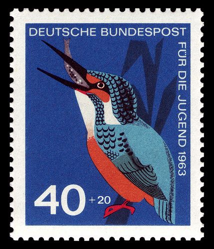 طوابع بريد, German Stamps, Postage Stamp Design, Kingfisher Bird, Bird Stamp, Stamps Collection, Postage Stamp Art, Vintage Printable, Art Folder