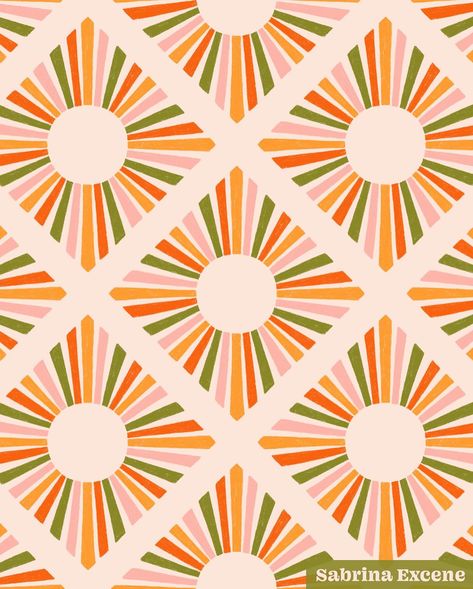 Trying to bring a little warmth into the gloom over here with some Summery recolors of my Diamond Sun Rays pattern ☀️ Once again went overboard with the color options and can’t decide 🙃 . . . #sunpattern #sunrays #sunillustration #surfacepatterndesigner #capturingcolour #patternlove #licensingartist #artlicensing #printandpattern #sunshine🌞 #colorfulpattern #summerpattern Spa Mural, Horse Memes, Camp Design, Wallpaper Background Design, Patterns Flowers, Weather App, Sun Pattern, Sun Illustration, Summer Patterns