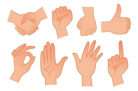 Hand gestures illustration set Free Vect... | Free Vector #Freepik #freevector #ok-hand #hand-set #hand-illustration #flat-hand Hand Gestures Illustration, Anime Hands, Hand Gestures, Boy Illustration, Drawing Frames, Hand Drawing Reference, Marketing Facebook, Hand Reference, Free Cartoons