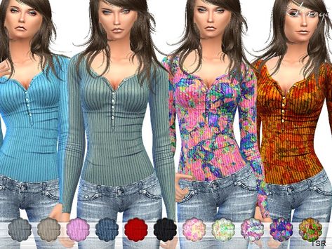 Ribbed Thermal Top - The Sims 4 Catalog Sims 4 Clothes Cc Female Bottoms, Ekinege Sims 4, 2000s Clothes Sims 4 Cc, 2000s Sims 4 Cc Furniture, Sims 3 Cc Clothes Y2k, Hippie Sims 4 Cc, Sims 4 Cc 2000s Clothes, Sims 4 Tops Cc Female, 2000s Sims 4 Cc