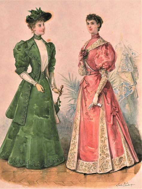 1890s French Fashion, 1898 Fashion Plate, 1895 Fashion, Historic Dresses, Historical Outfits, 1899 Fashion, 1900 Fashion, Steampunk Ideas, Victorian Era Fashion