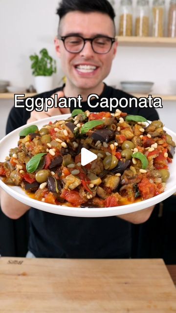 Nico Pallotta on Instagram: "Eggplant Caponata (without fried eggplant) 🍆 ⭐️ RECIPE: GO TO www.theplantbasedschool.com and search 🔍 “Eggplant Caponata” Caponata is a Sicilian eggplant salad bursting with rich sweet and sour flavors that make you think of the sunny Mediterranean. While traditional caponata uses deep-fried eggplant, we make ours with roasted or air-fried ones resulting in an easier and healthier recipe. ⭐️ INGREDIENTS: 2½ pounds (1 kg) eggplants 3 medium, diced and roasted with 1 tablespoon olive oil, ½ teaspoon salt, 2 twists black pepper 2 tablespoons extra virgin olive oil 1 white onion 2 ribs celery 1½ pounds (700 grams) vine tomatoes chopped ½ cup (70 grams) green olives pitted 2 tablespoons (20 grams) capers ¾ teaspoon salt or more to taste ¼ teaspoon black pepper Caponata Recipe Eggplant, Sicilian Eggplant Recipes, Eggplant Zucchini Recipes, Eggplant Caponata Recipe, Sicilian Eggplant, Caponata Recipe, Aubergine Salad, Eggplant Casserole, Vine Tomatoes